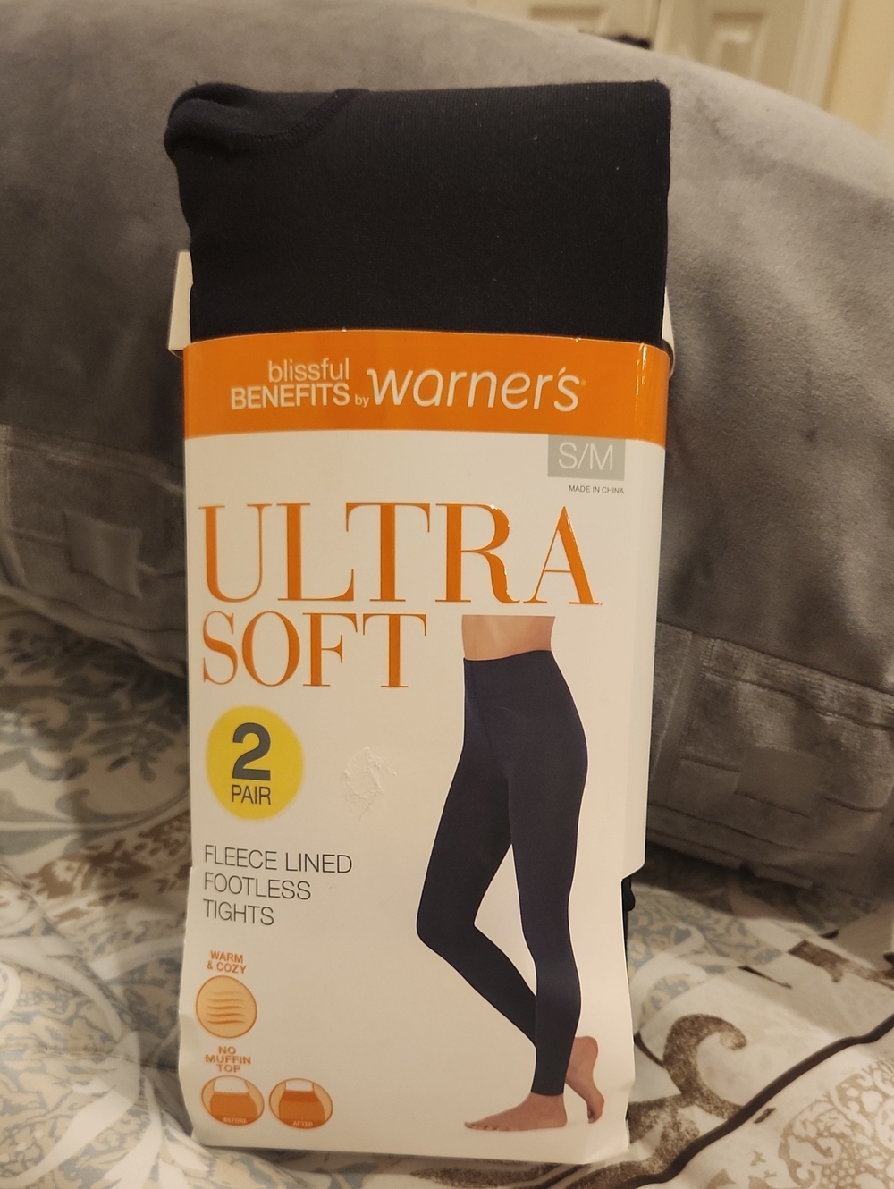 Warner's Ultra Soft Fleece-Lined Footless Tights - Black